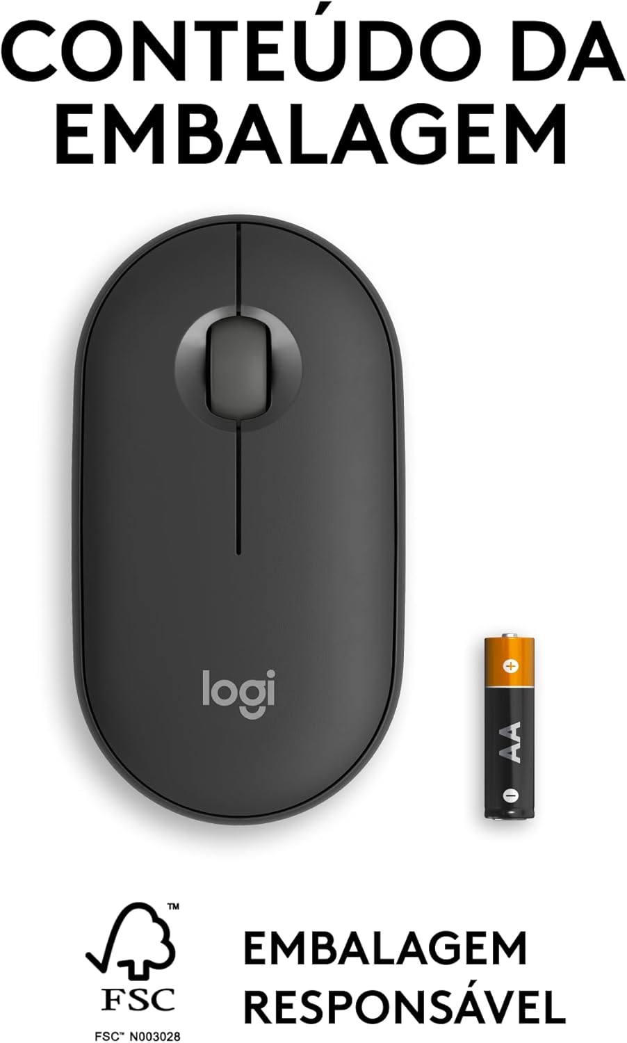 Mouse sem fio Logitech Pebble 2 M350s com Clique Silencioso, Design Slim Ambidestro, Conexão Bluetooth e Pilha Inclusa - Grafite - Imagem 3