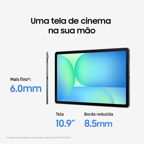 Tablet Samsung Galaxy Tab S10 FE, 128GB, 8GB RAM, Tela Imersiva de 10.9" 90Hz, Camera Traseira de 8MP, Câmera Frontal de 13MP Ultra Wide, Wifi 6, IP68, Android 15 Cinza - Imagem 2