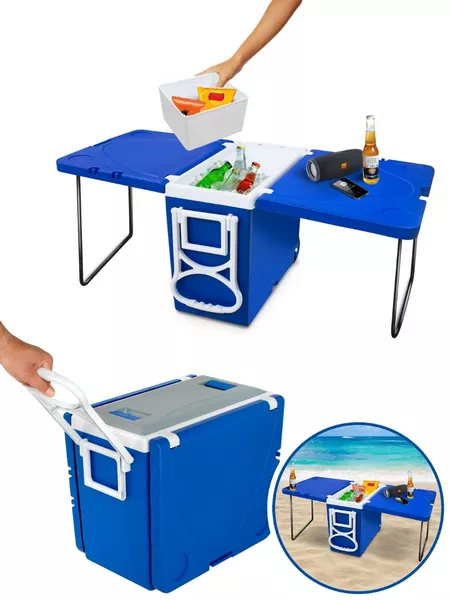Cooler Multifuncional 3 em 1 - Super Térmica com 2 Mesas Integradas - 32 Litros (Não tem banquinho)