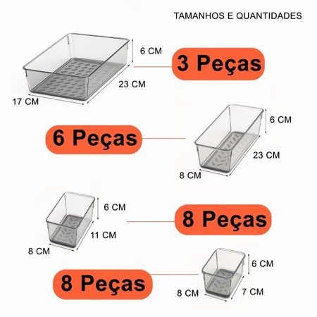 Kit 25 Organizador Multiuso Modular Gavetas Geladeira Acrilico Cristal - Imagem 4