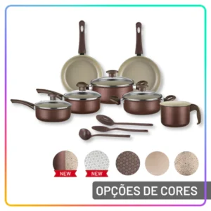 Jogo de Panelas Antiaderente 10 Peças com Utensílios e Frigideiras para Cozinha Completa