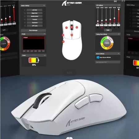 Mouse Sem Fio Attack Shark R118000dpi 1000 Hz Conexão Trimodo PAW3311 Macro Para Jogos - Imagem 2