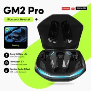 Lenovo Fones De Ouvido GM2 Pro Jogos Bluetooth BT 5.3 TWS HD RGB Luzes Som Estéreo Baixa Latência Com Microfone