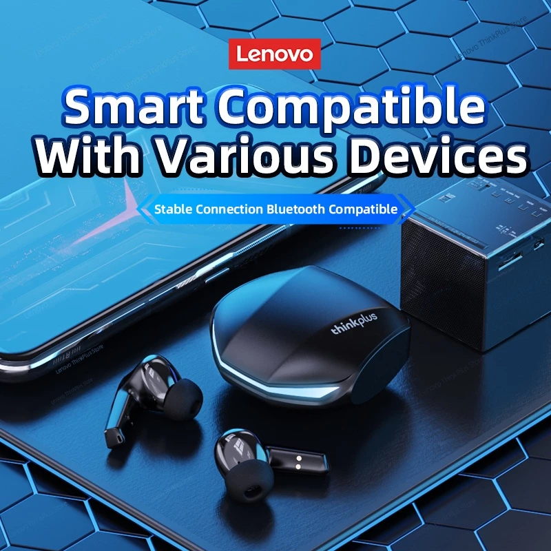 Lenovo Fones De Ouvido GM2 Pro Jogos Bluetooth BT 5.3 TWS HD RGB Luzes Som Estéreo Baixa Latência Com Microfone - Imagem 3