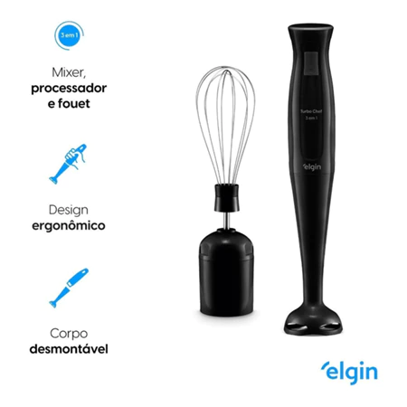 Mixer 3 em 1, Turbo Chef Elgin - 200W, Preto - Imagem 4