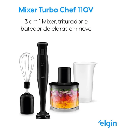 Mixer 3 em 1, Turbo Chef Elgin - 200W, Preto - Imagem 3